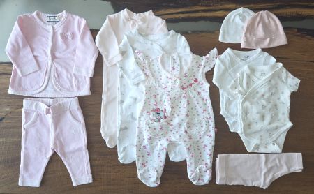 Baby Kleiderpaket Strampler Body Set 50/56 neutral/rosa