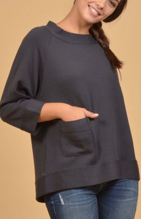 Hemisphere Oversize Sweatshirt mit Tasche grau 40 Wolle