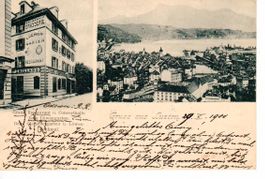 Brasserie Loewengarten Luzern mit UPU Frankatur 1900