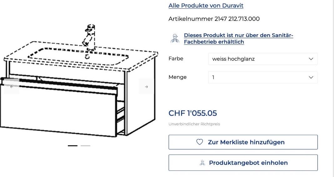 Duravit Installations & Meubles: Badmöbel mit Keramik Waschtisch Duravit  – Neuf (Voir description) à Amriswil par tro_8jds 3