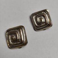Retro Clips Ohrringe Quadratisch Metal Silberfarben Gold #Z1