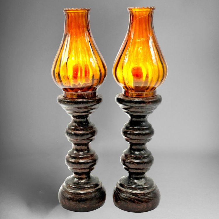 Photophores Africains En Bois Et Métal - 18 Cm - Fabriqués Main Au Zimbabwe - Bougies Incluses - Déco éthique