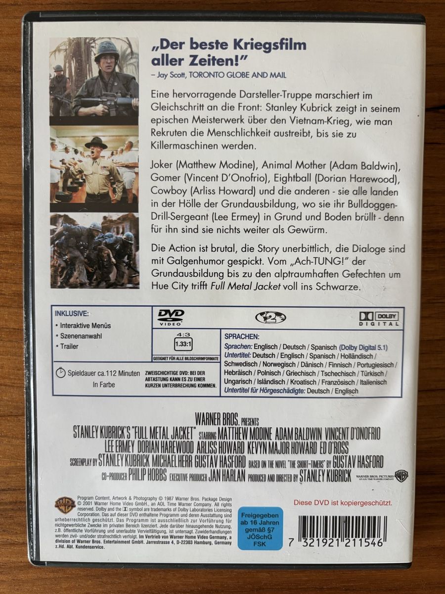 Tutti i DVDs: DVD Full Metal Jacket – Usato da Belp venduto da brb66 1