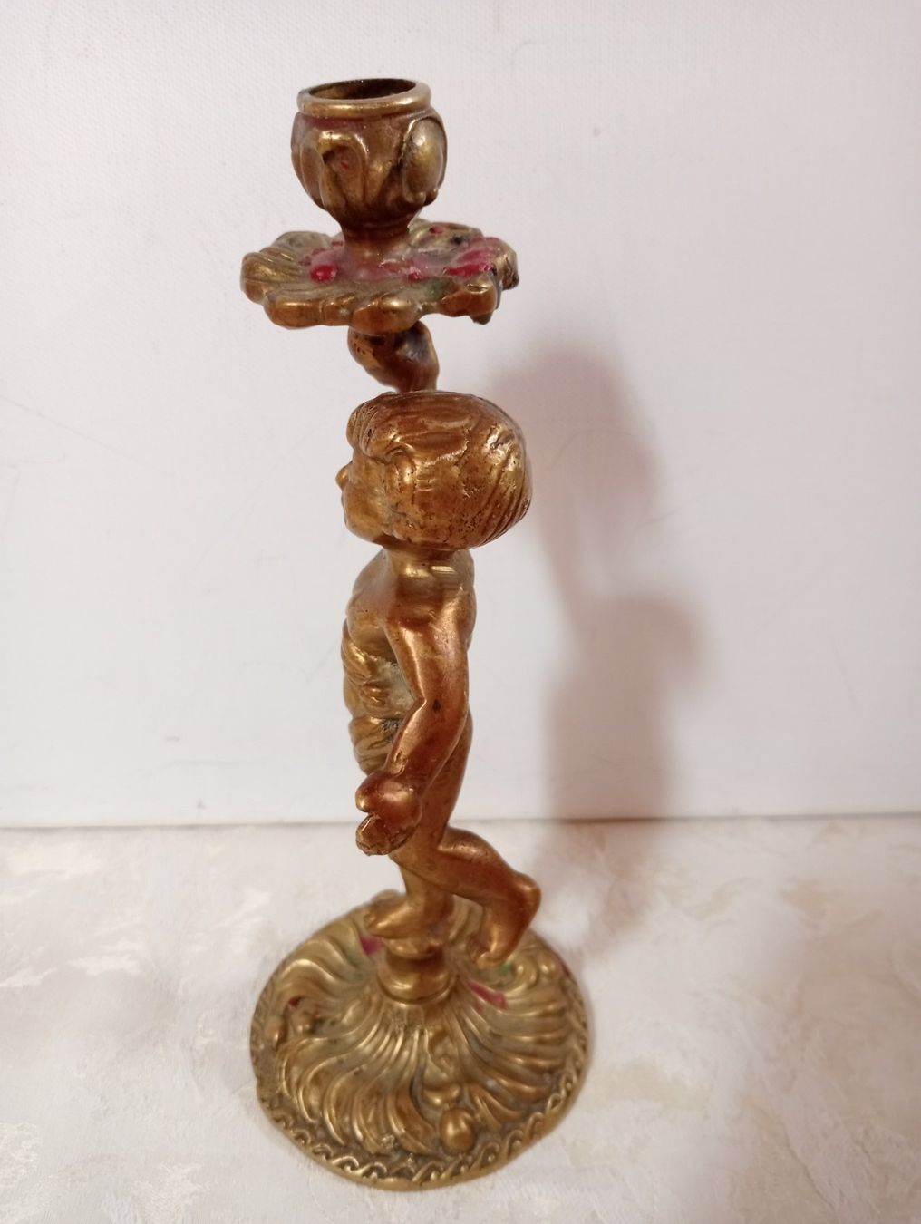 Portacandele: Antiker Kerzenständer Putte Figur Messing 837 Gramm – Usato da Oberdorf BL venduto da Barocki888 6
