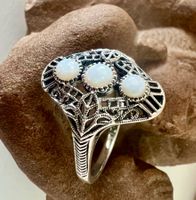 Vintage Silberring 925 – drei Opale in filigraner Pracht G20