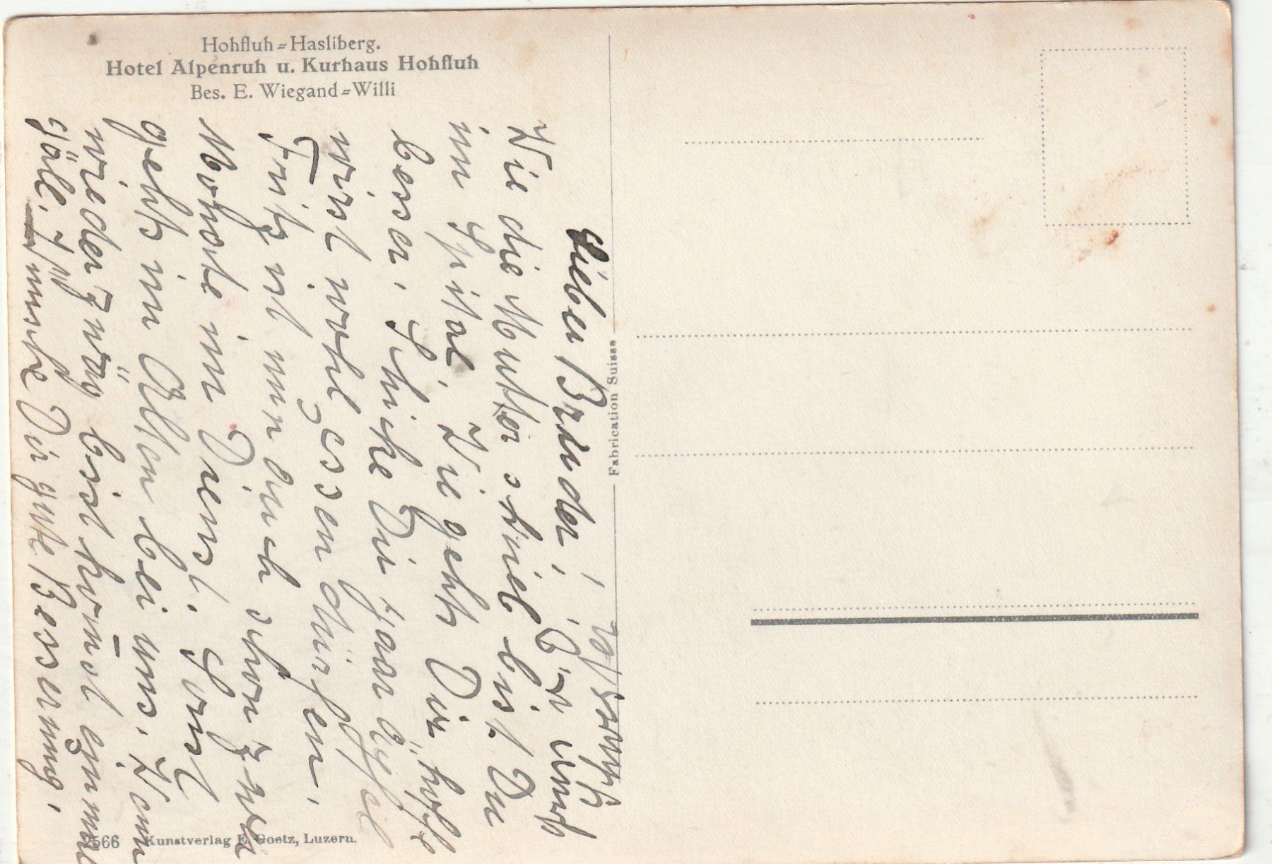 Cartoline postali: Hochfluh-Hasliberg – Usato da Lumbrein venduto da made02 1