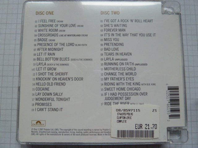 CD: Eric Clapton - Complete Clapton (2 CD's) – Usato da Au ZH venduto da sikoku 3