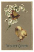Fröhliche Ostern - Küken - Glocke - Präge-Litho - 1913
