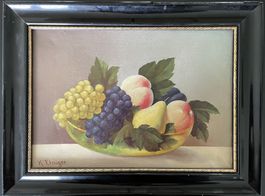 Gemälde "Stilleben Früchte" Öl auf Leinwand sign. K. Elmiger