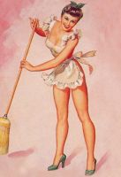 Blechschild-PIN UP GIRL MIT BESEN