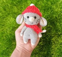 Maus, Schlüsselanhänger, Handarbeit, gehäkelt, Amigurumi
