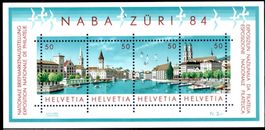 NABA ZÜRICH 1984 BLOCK MIT 4 MARKEN ** POSTFRISCH ** - H453