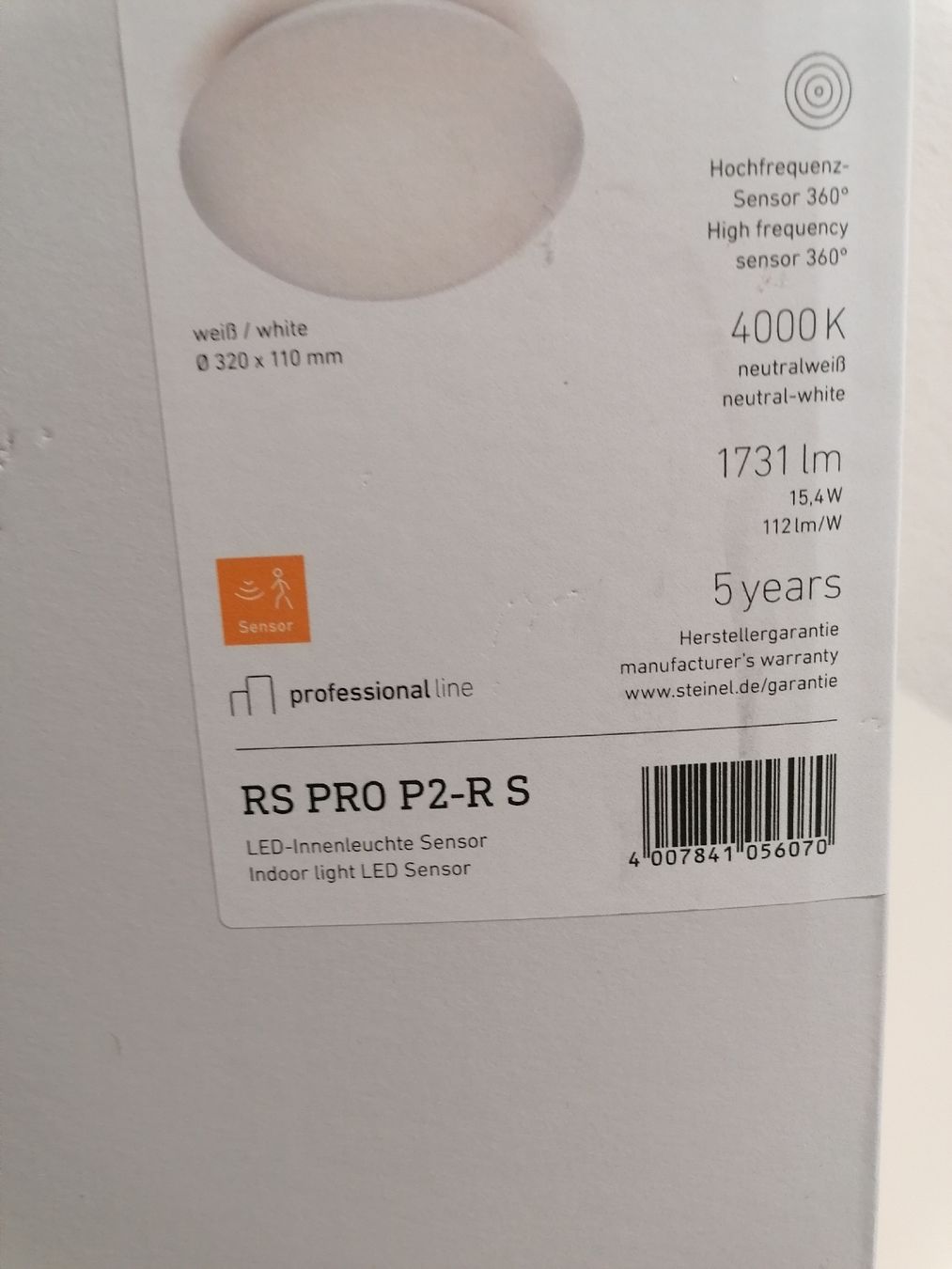 Steinel Kronleuchter & Deckenlampen: Steinel RS PRO P2-R S LED-Innenleuchte, mit Sensor. NEU – Neu und originalverpackt aus Pfäffikon ZH von xxmopsxx
