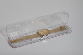 Swatch Uhr Gold transparent mit Dose neuwertig