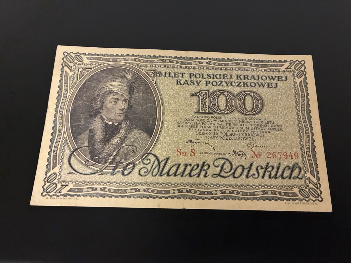 Banknoten: Poland 100 marek marka 1919 – Gebraucht aus Dällikon von Woldbanknoten 1