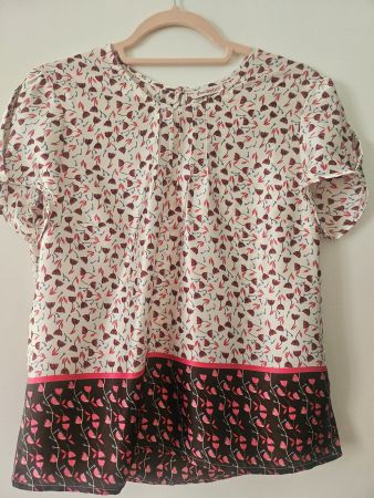 Anne Weyburn Bluse, floraler Print & Bordürendesign, kurzarm