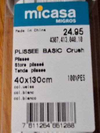 Tende da sole: Micasa Plissee Basic Crush, weiss, 40x130cm, Neu & OVP – Nuovo e nell'imballaggio originale da Luzern venduto da xem_g8vs