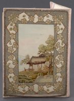 Bestickte Schreibmappe aus Seide, Japan um 1900