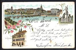 Litho Basel, Teilansicht mit Brücke, St