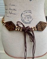 Superbe ceinture en PERLES DE BOIS travaillées à nouer