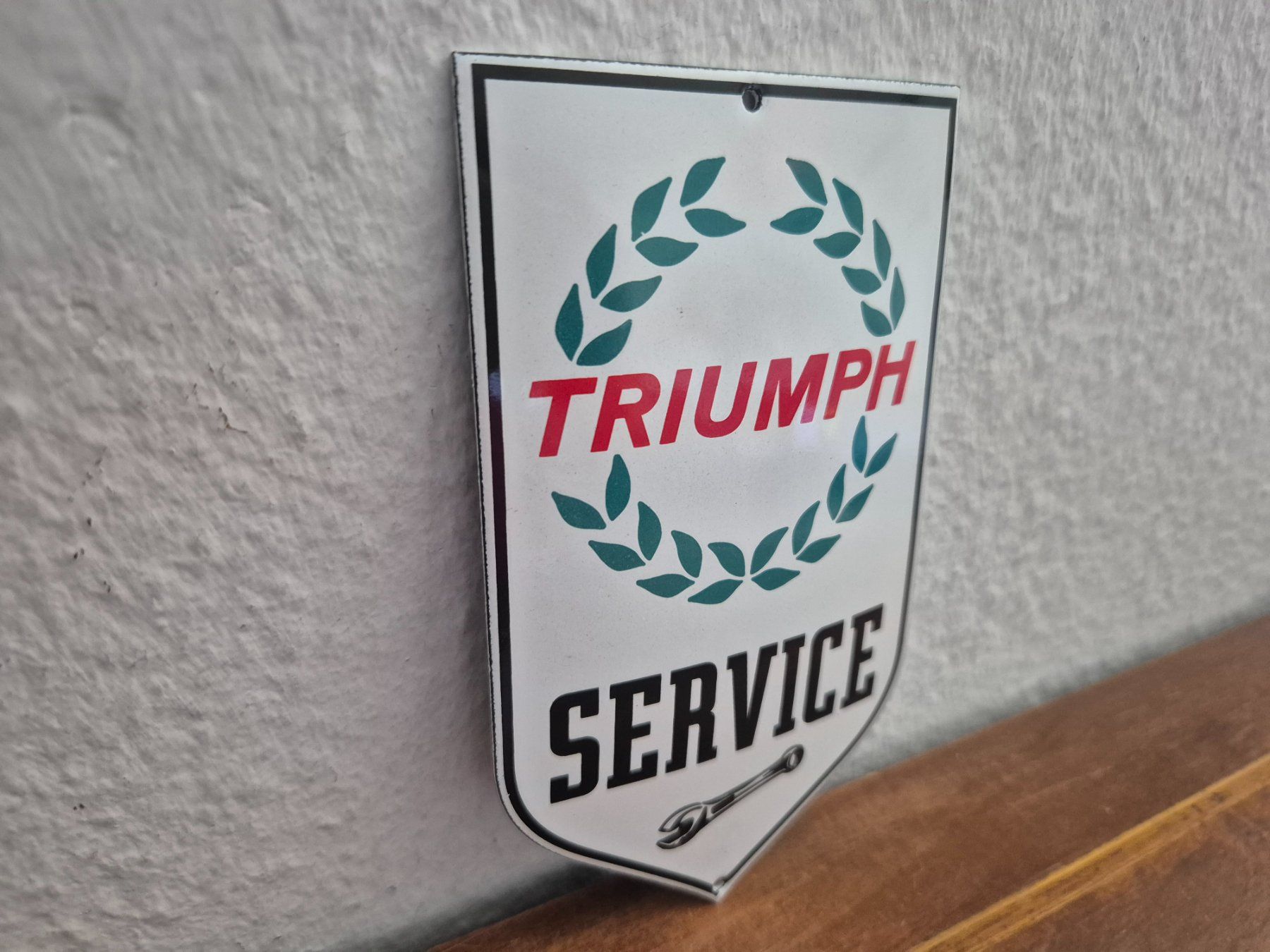 Triumph Insegne: Emailschild Triumph Service Motorrad Logo Emaille Schild – Nuovo (secondo la descrizione) da Schaffhausen venduto da pfanis09 4