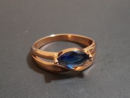 Ring mit Zirkonia, vergoldet 585, 3g, size 8 (57)