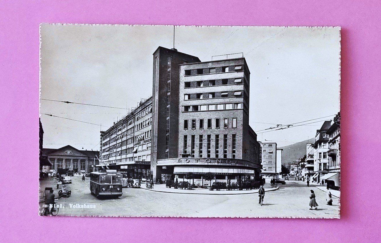 Cartoline postali: Biel - Volkshaus - Trolleybus – Usato da Rothrist venduto da RROENK