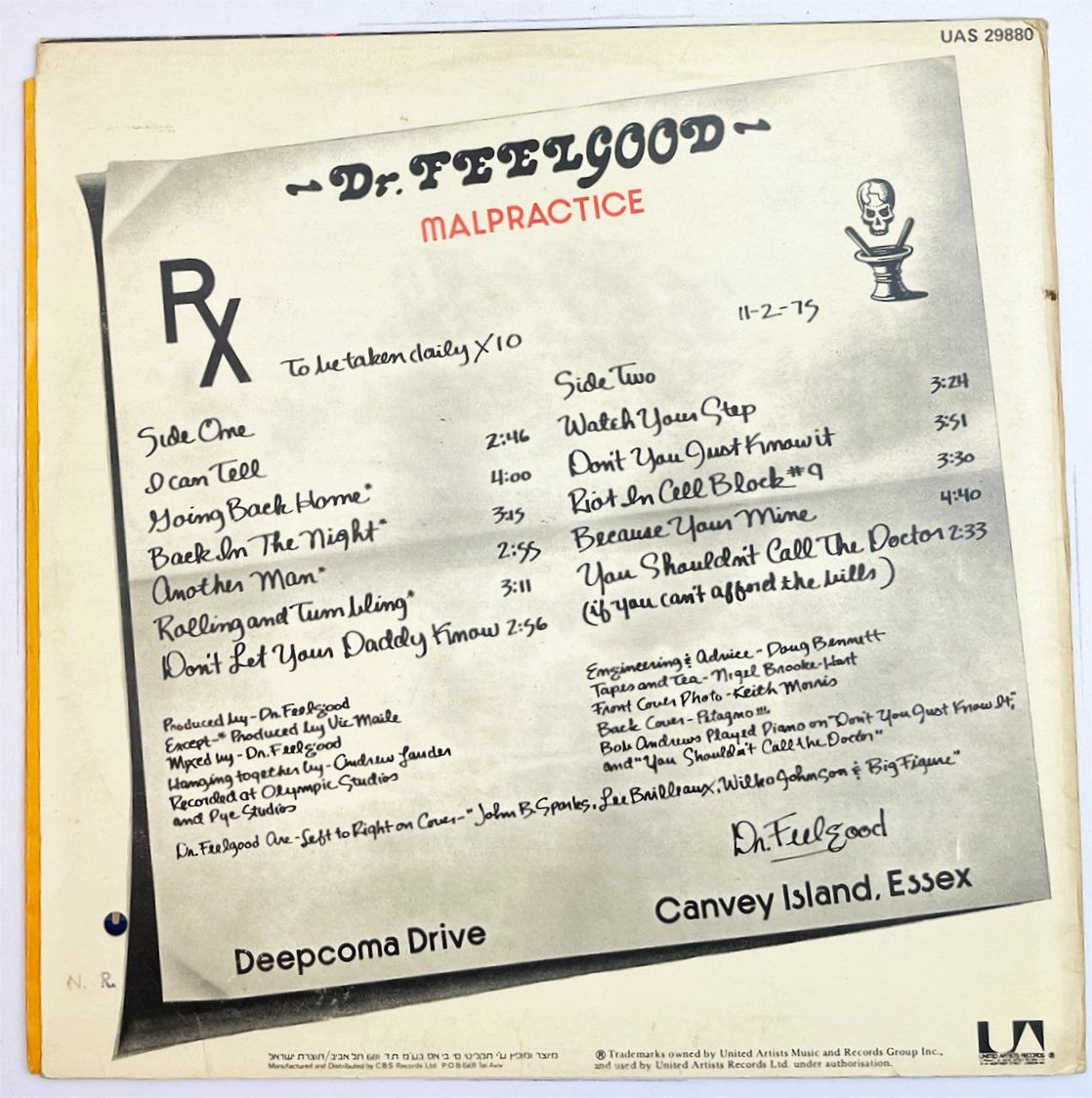 Dischi in vinile: LP: DR. FEELGOOD - Malpractice (1975) – Nuovo (secondo la descrizione) da Frenkendorf venduto da Yard-Sale-2000 1