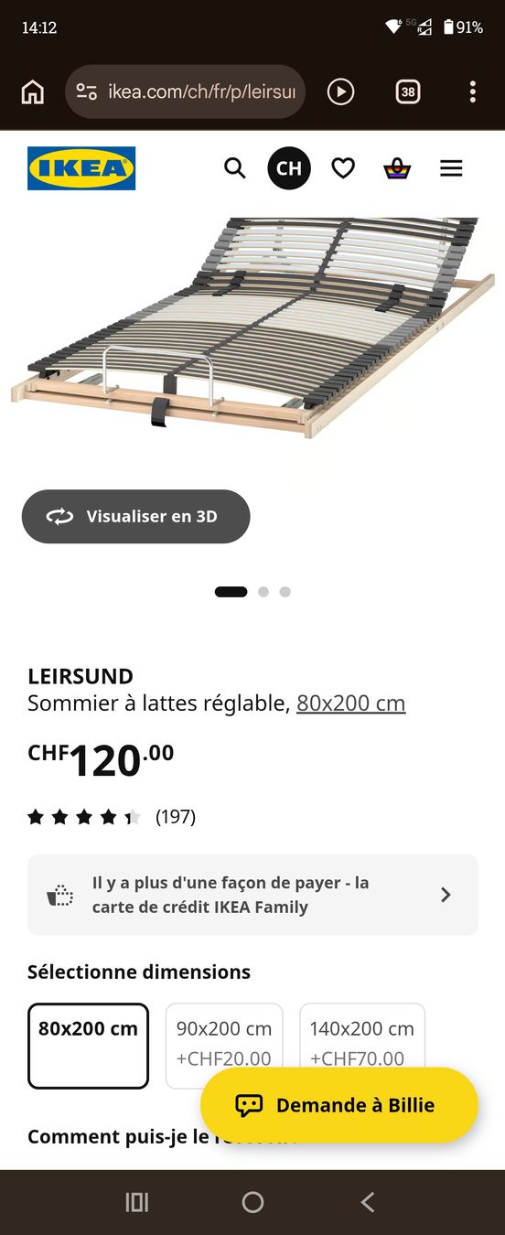 Ikea Reti a doghe: Sommier à lattes îles 2x 80x200cm réglable – Usato da Neuchâtel venduto da kev_t656 2