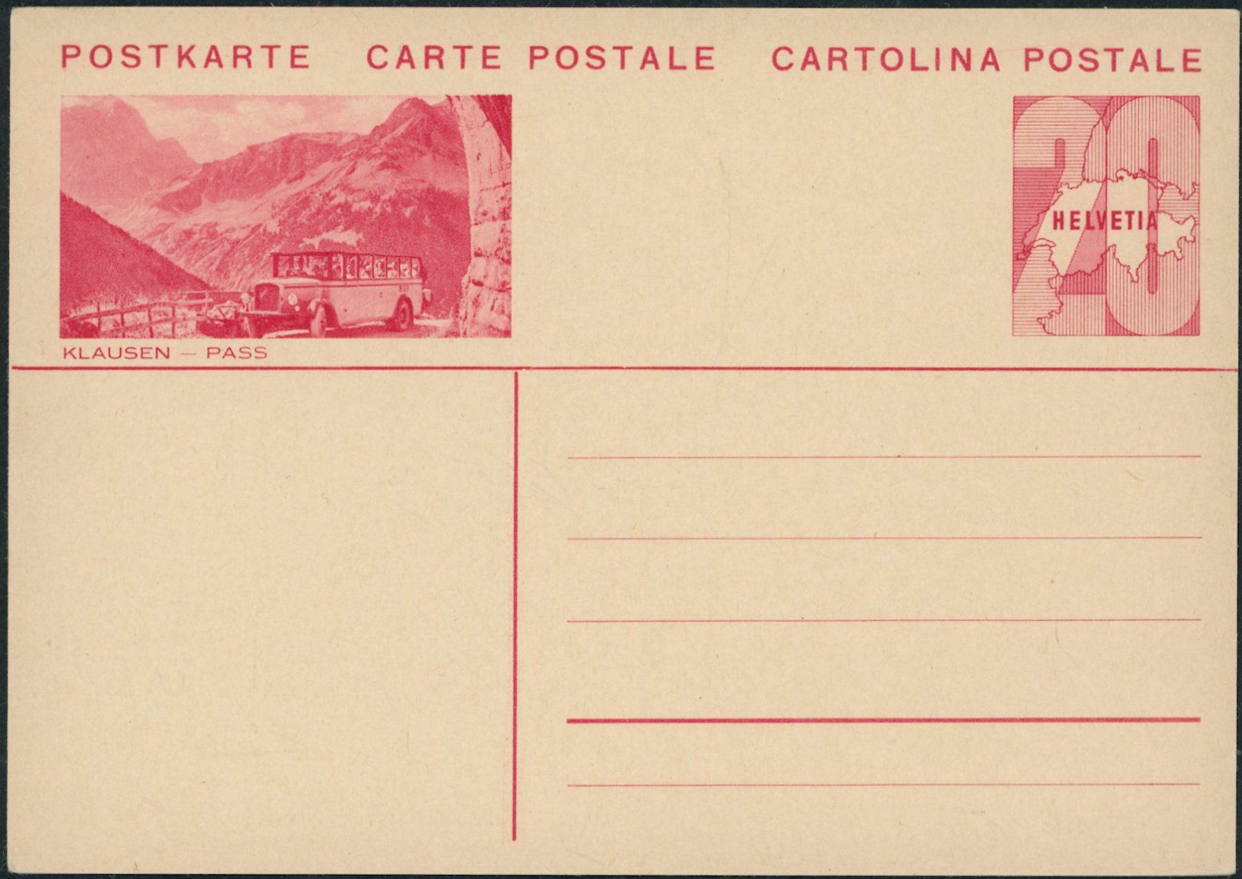 Tutti i francobolli: 1934 - Bildpostkarte - Postauto - Klausen Pass - ungebraucht – Nuovo (secondo la descrizione) da Schindellegi venduto da leecollect