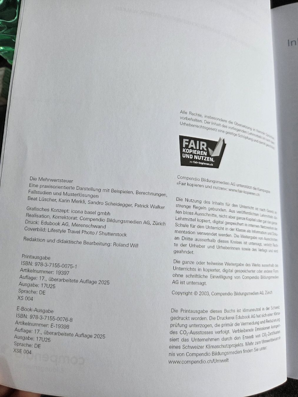 Libri: Die Mehrwertsteuer compendio – Nuovo (secondo la descrizione) da Lostorf venduto da _Venus_ 1