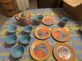 Service à thé / café en céramique fleurie – Made in Vietnam