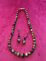 Tigerauge Halskette mit Ohrringen, Herbst Schmuck Set