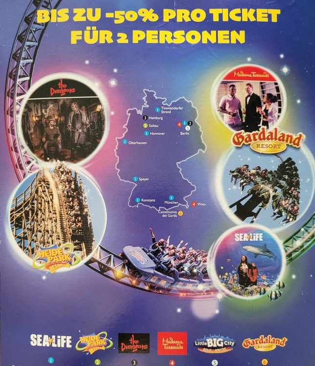 2 für 1 Gutschein Gardaland Heidepark 20 Sealife Dungeon Kaufen auf