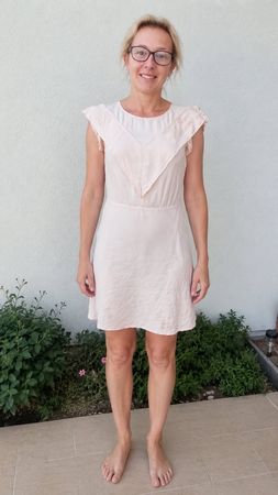 CLAUDIE PIERLOT | robe vieux rose volant plastron | t.38
