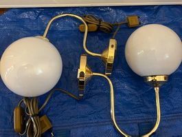 Lampe murale globe blanc doré fonctionnelle 2 pièces