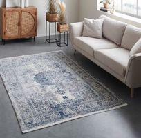 Webteppich Marcus 3 - Hellblau/Creme/Grau -160x230 cm - neu
