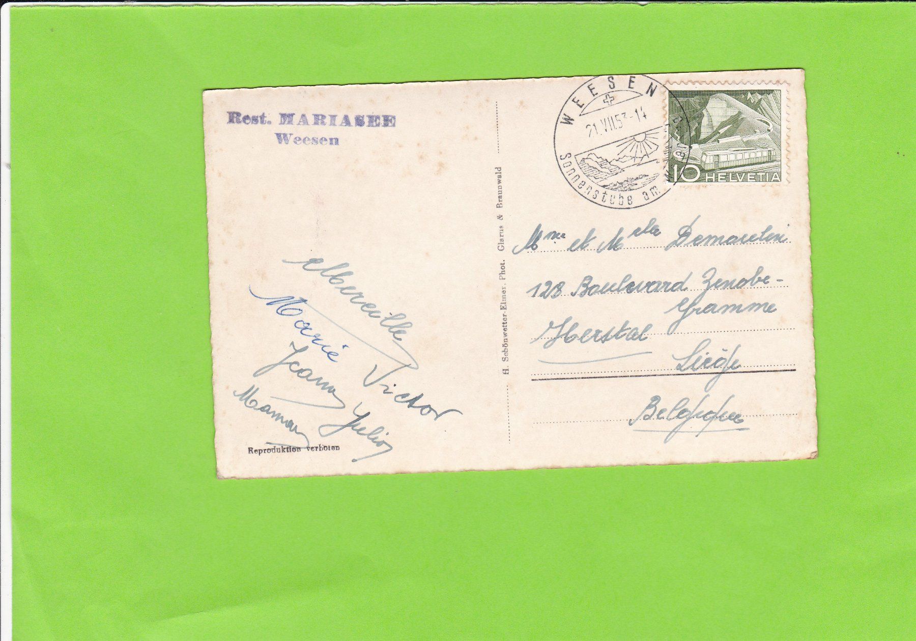 Cartoline postali: Weesen mit Glärnischkette – Usato da St. Peterzell venduto da neckertal 1