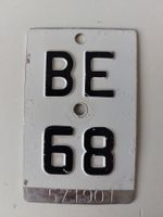 Velonummer BE 68 weiss Mofanummer plaque Mofa
