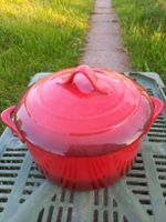 Kochtopf, Suppentopf rot, mit Deckel Topf rund mit Henkel