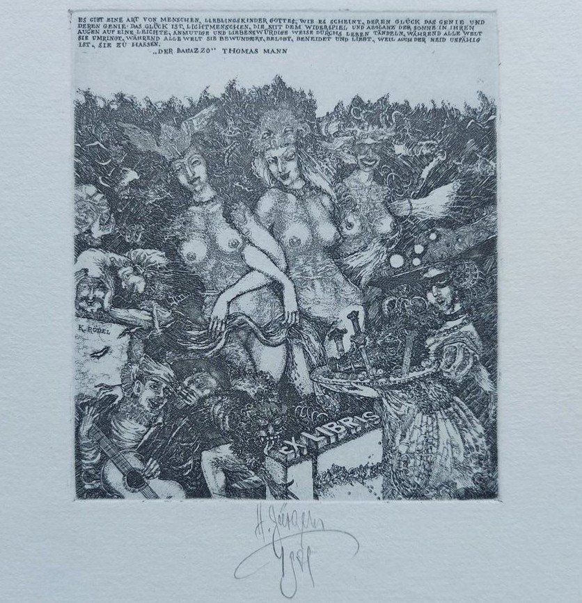 Gemälde: Exlibris Harry Jürgens - Original Radierung Erotik signiert – Gebraucht aus Obfelden von Exlibris-Art