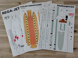 Drei BASTELBOGEN für drei Papiermodelle