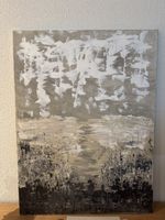 Abstraktes Öl Gemälde, Beige/Weiss/Schwarz