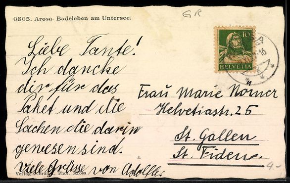 Ansichtskarten: AK Arosa, Badeleben am Untersee – Gebraucht aus Berlin von bartko-reher 1