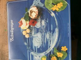 Servierplatte Schwanensee aus Kristallglas mit Karton