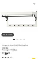 HEMNES Hutablage weiss Massivholz 85 cm