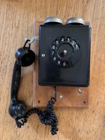 Téléphone mural rotatif noir, ancien, avec 2 sonneries