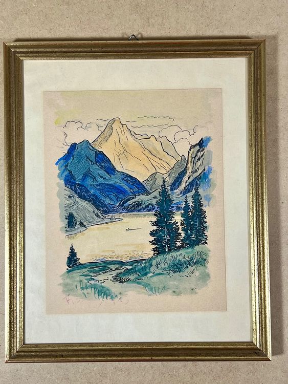 CCWACPP Abstraktes Berg-Leinwandbild 3-teilig – Blaue/Weiße Landschaft, Gerahmt, Je 30x40 Cm