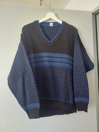 Herren Pullover blau schwarz kariert Grösse L gebraucht