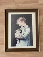 Vintage Bild in Rahmen mit Katzen Motiv